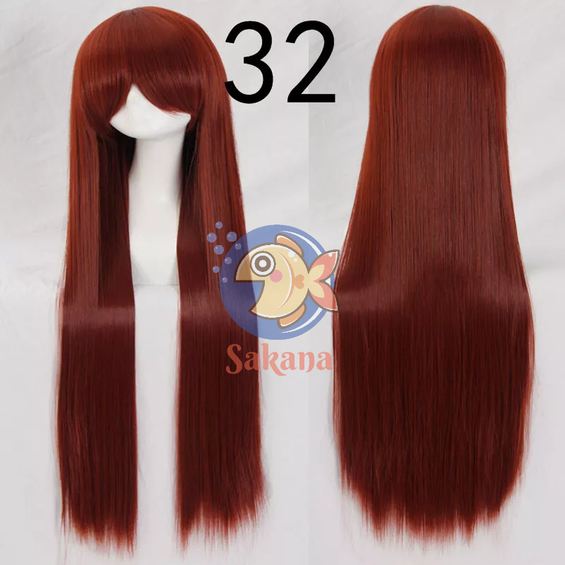 Tóc giả cosplay hóa trang 100cm cơ bản đen - nâu đen lưới hoa wig Sakana cosplay