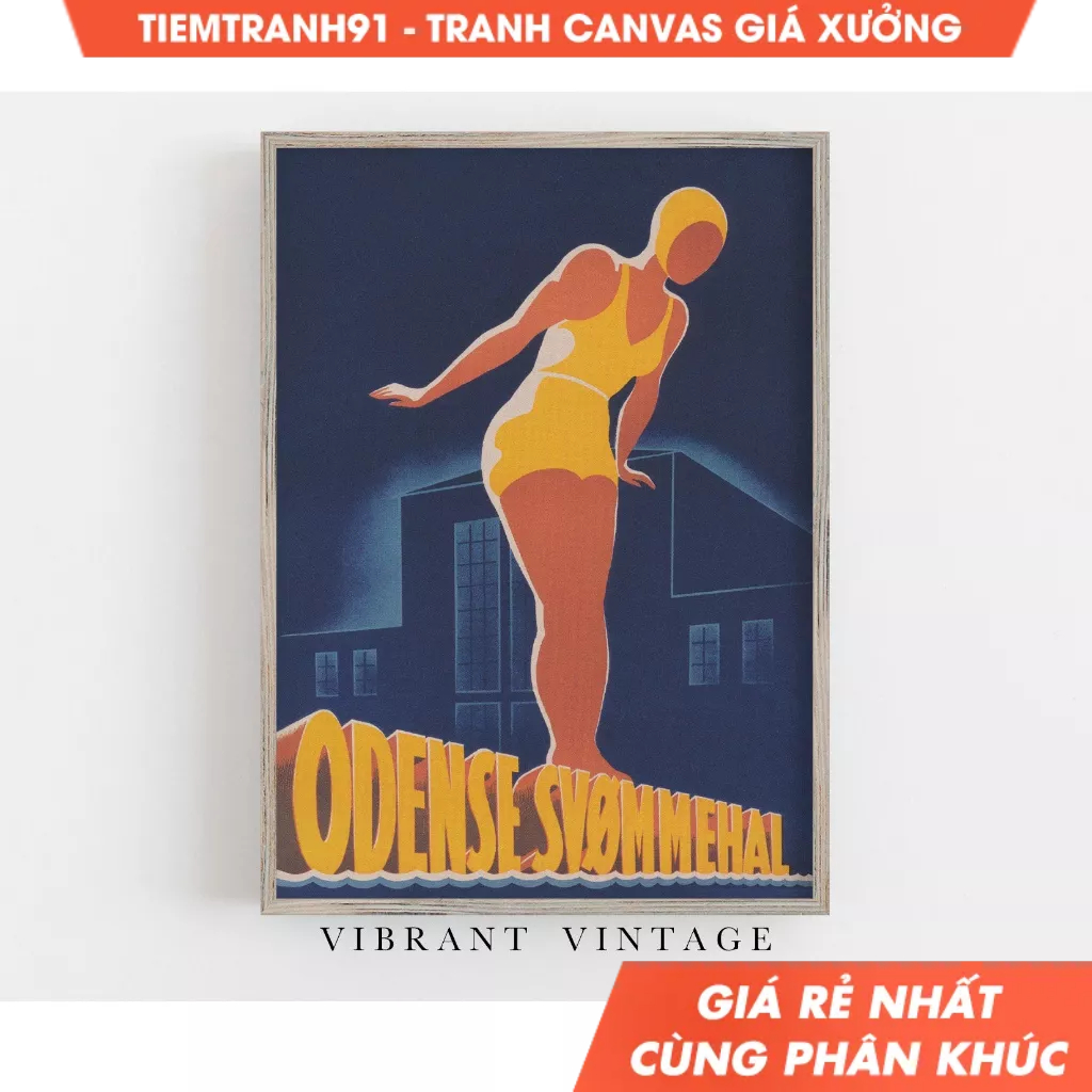 Tranh treo tường, Denmark Wall Art, Vintage Wall Art, Art Deco Decor, Summer Wall Art, tặng kèm đinh
