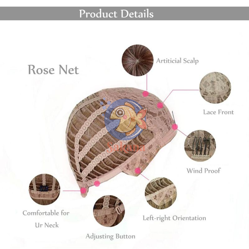 Tóc giả  100cm cơ bản thẳng dài lưới hoa chịu nhiệt hoá trang halloween Sakana cosplay