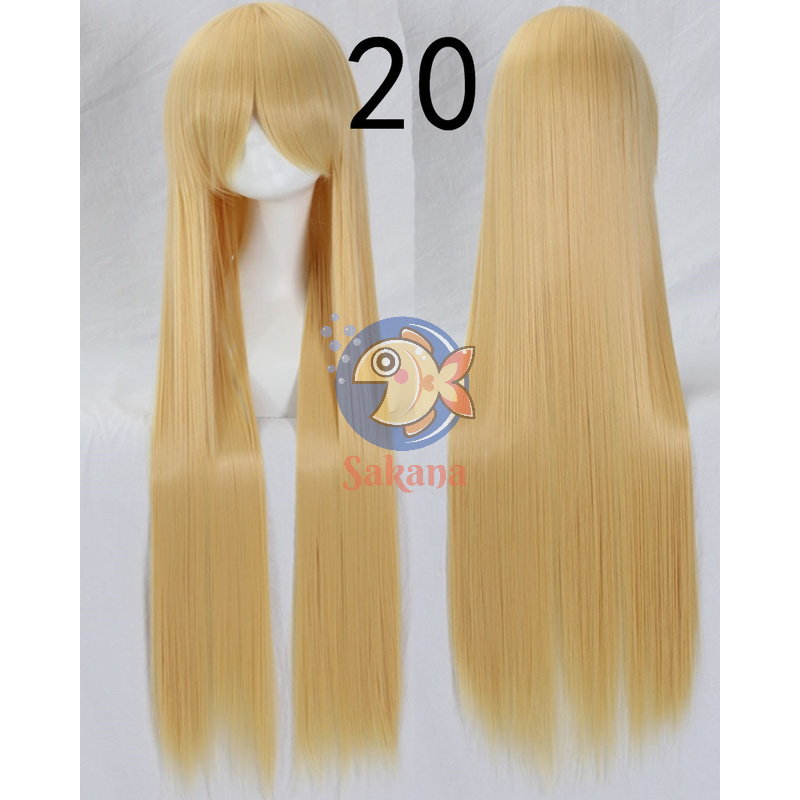 Tóc giả 100cm cơ bản cam-vàng cosplay