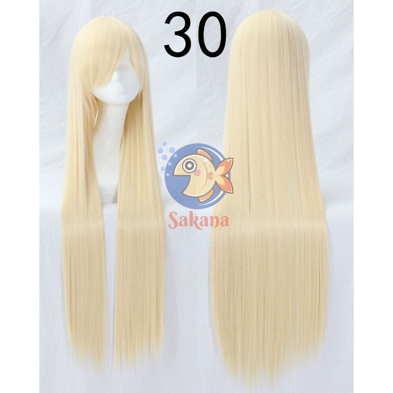 Tóc giả 100cm cơ bản cam-vàng cosplay
