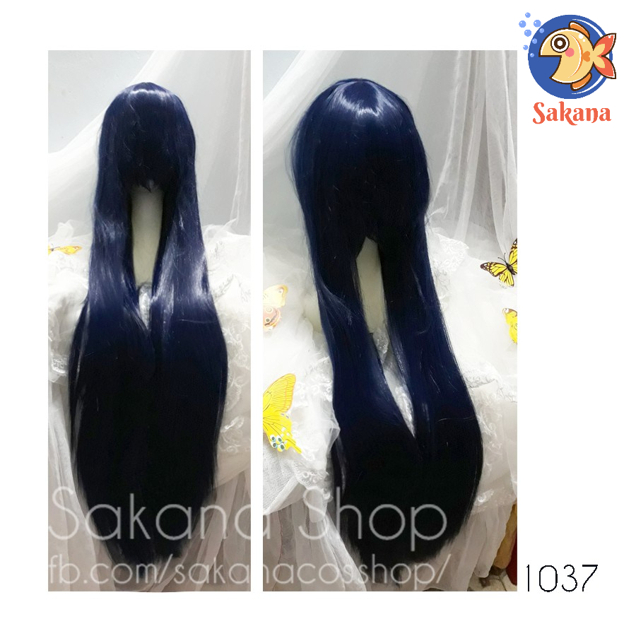 Tóc giả 100cm xanh đen 037 lưới hoa wig Sakana Cosplay