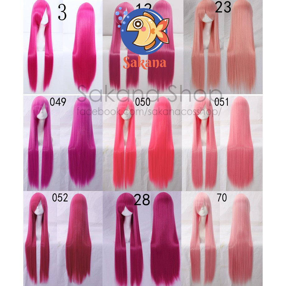 Tóc giả 100cm hồng dài thẳng Sakana Cosplay shop