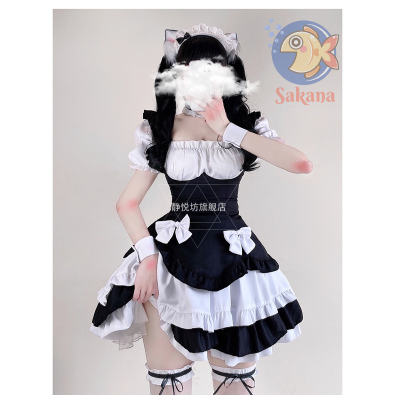 Trang phục Maid hầu gái mã M026 hóa trang halloween sự kiện lễ hội (festival) Sakana cosplay shop [Che tên]