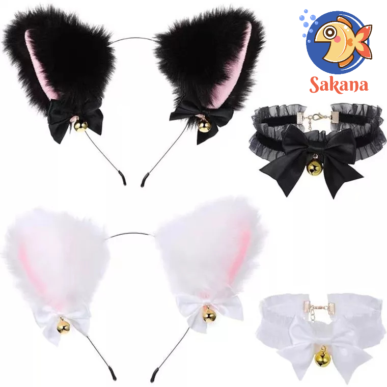 Phụ kiện tai mèo vòng cổ mèo cosplay hóa trang halloween sexy