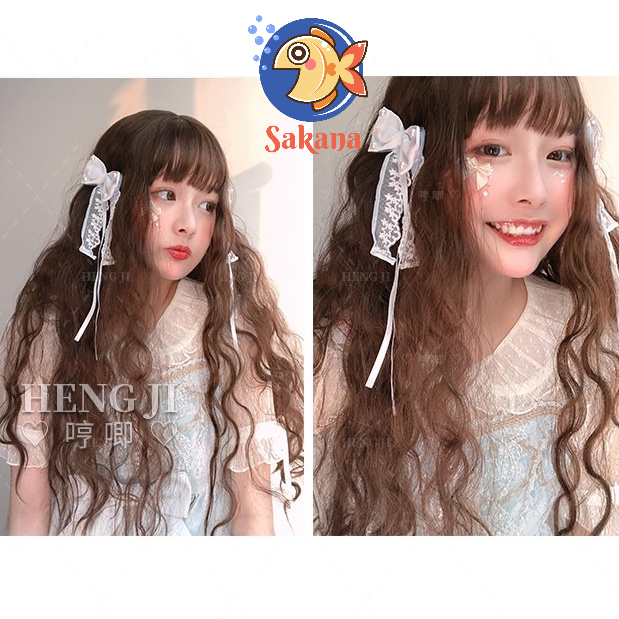 Sẵn Tóc giả wig lolita xoăn cosplay 60cm lưới hoa chịu nhiệt hãng Hengji Sakana Cosplay Shop