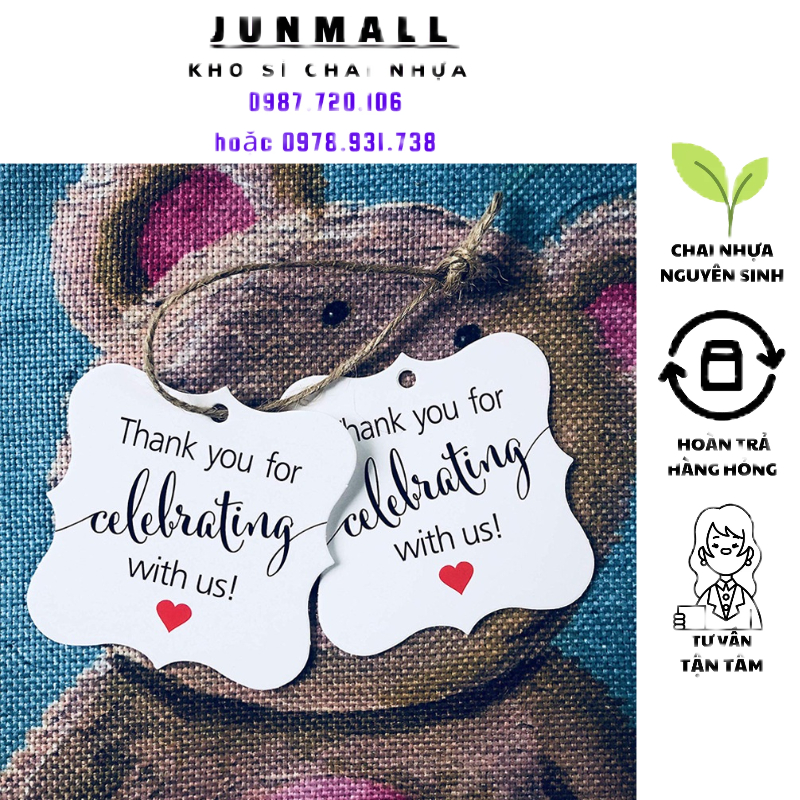 Tag Quần Áo, Tag Quà Tặng mini 3x3cm - 100 cái kèm 20m dây treo