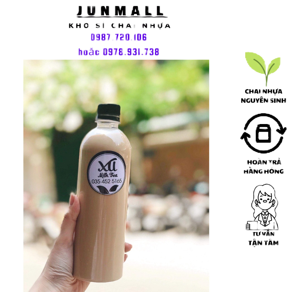 Combo 50 chai nhựa 500ml tròn thon, nhựa nguyên sinh