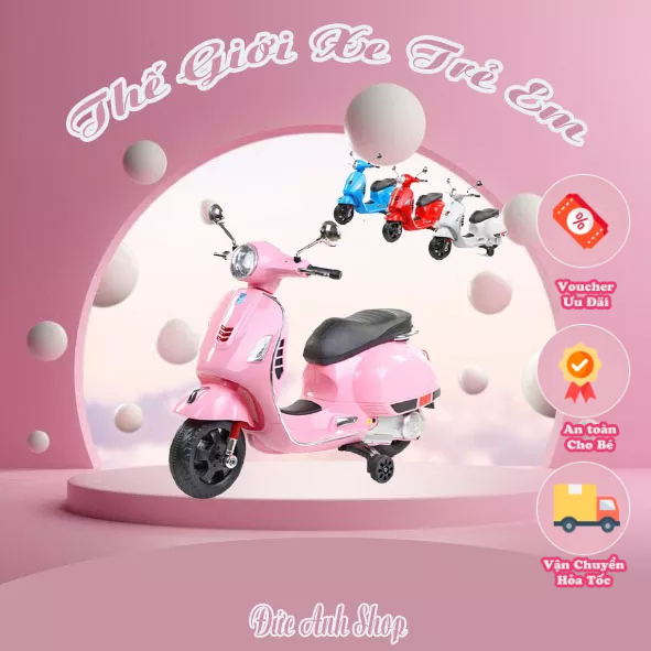 xe máy điện trẻ em Q618 2 động cơ kiểu dáng vespa cho bé từ 2 đến 6 tuổi, xe máy điện vespa trẻ em,