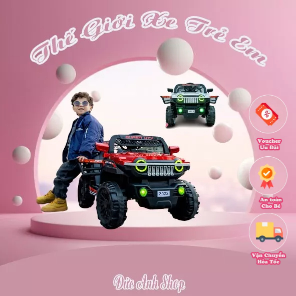 Xe ô tô điện trẻ em SUPER UTV 2022 kiểu dáng địa hình gầm cao, ô tô điện địa hình giá rẻ cho bé từ 1 đến 4 tuổi