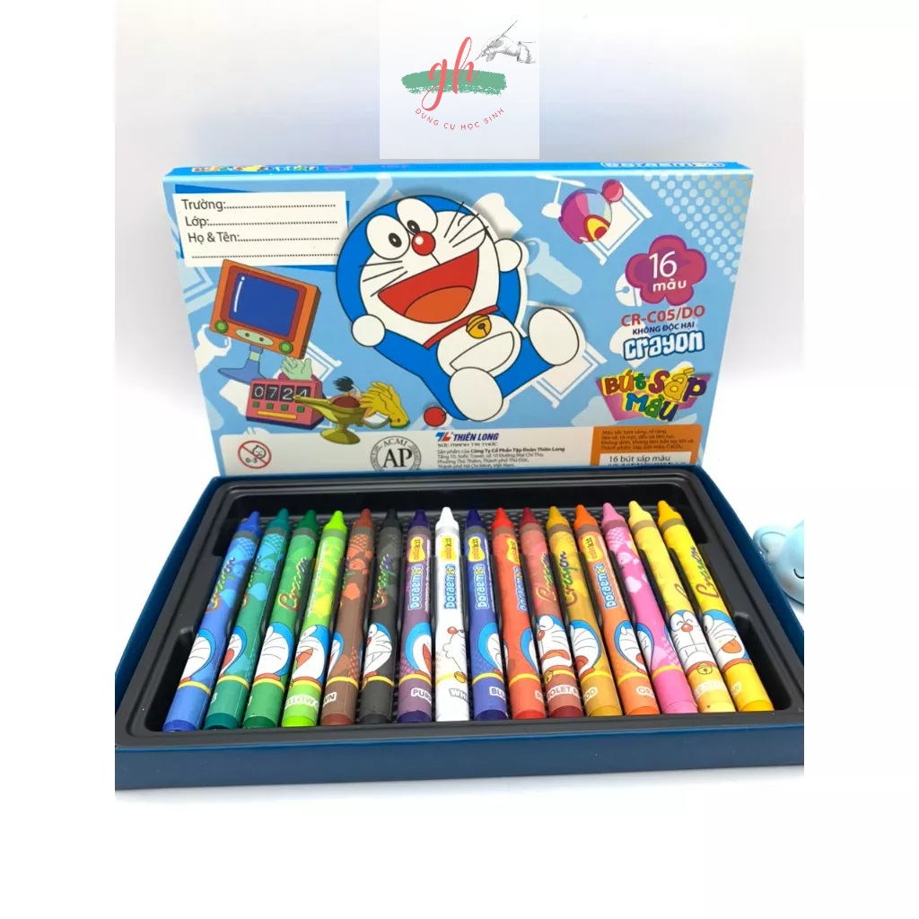 Hộp 16 bút sáp màu học sinh DORAEMON CR-C05/DO chất lượng cao