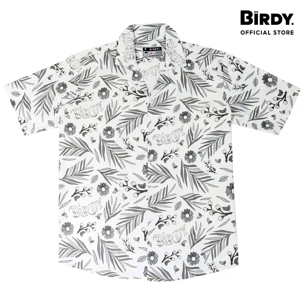 Áo sơmi BIRDY CUBAN SHIRT FLORAL tay ngắn nam nữ form rộng sơ mi cổ vest unisex tay lỡ, chất vải lụa mịn chống nhăn