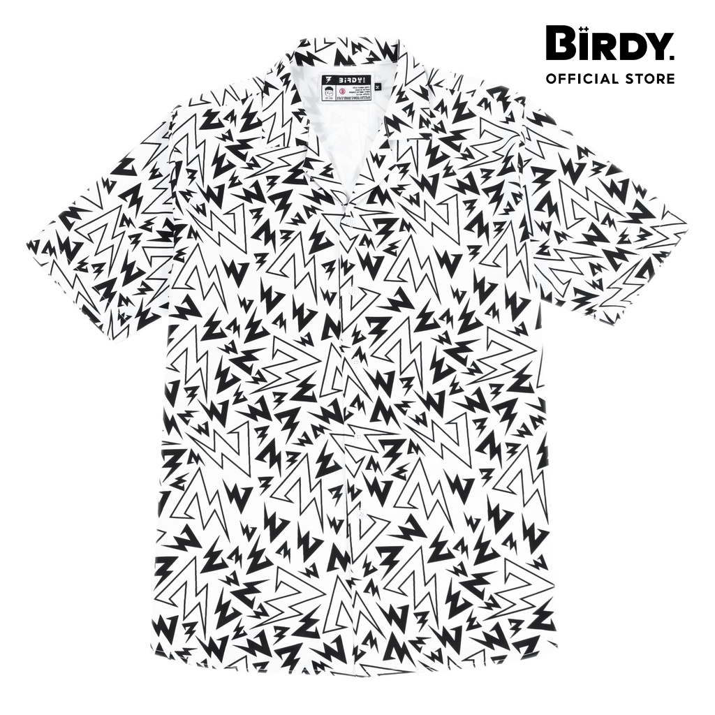 Áo sơmi BIRDY THUNDER SHIRT tay ngắn nam nữ form rộng sơ mi cổ vest unisex tay lỡ, chất vải lụa mịn chống nhăn