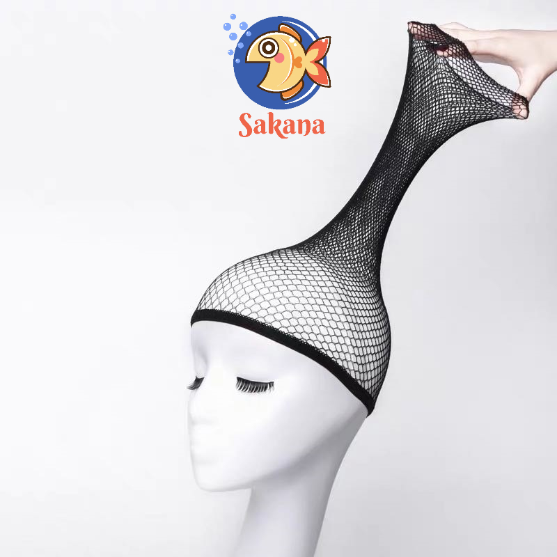 Lưới đội wigcap tóc giả cosplay màu đen / lưới trùm tóc co dãn
