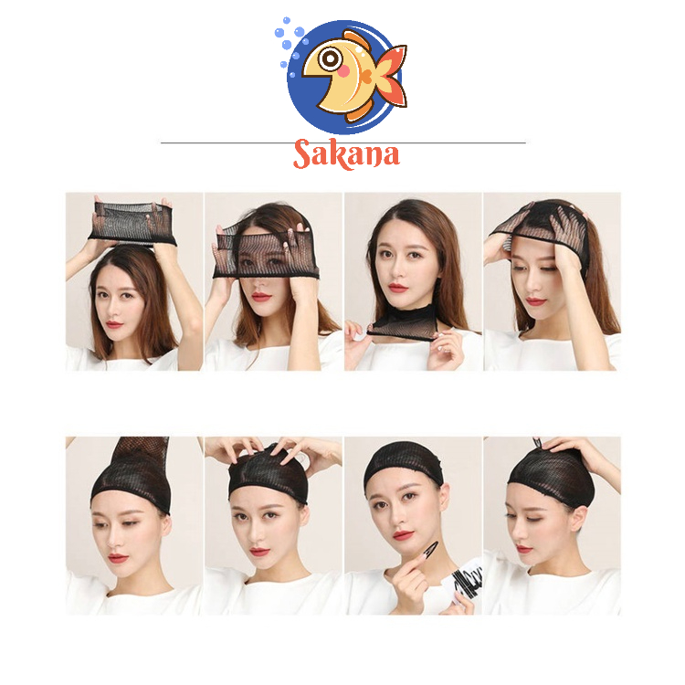 Lưới đội wigcap tóc giả cosplay màu đen / lưới trùm tóc co dãn