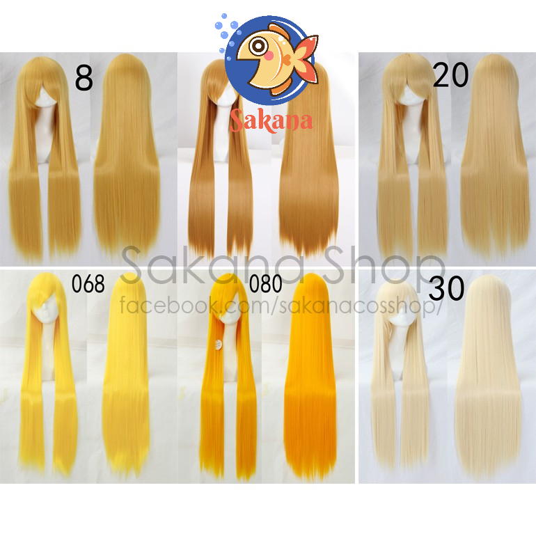 Tóc cơ bản vàng 100cm cosplay Sakana Cosplay
