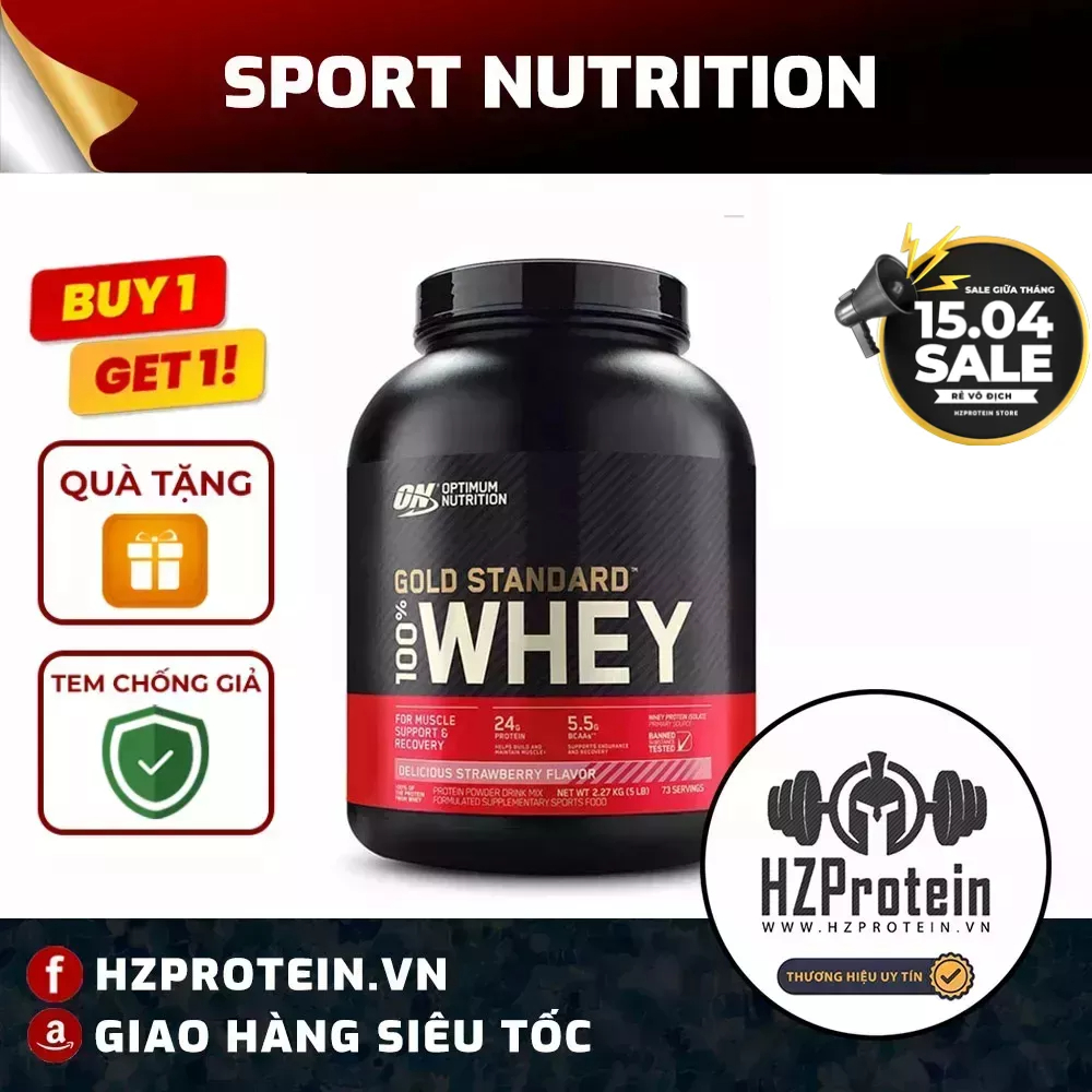 GOLD STANDARD 100% WHEY PROTEIN - SỮA TĂNG CƠ WHEY ON , TĂNG CƠ BẮP CHẤT LƯỢNG (5 LBS)