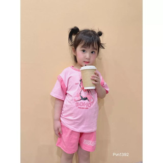 Bộ cộc tay gấu nơ cho bé gái cực xinh