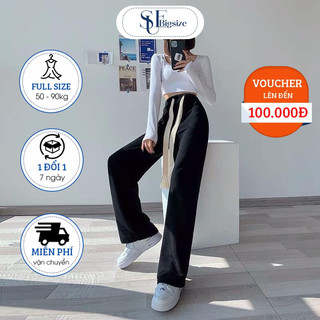 Quần ống suông dây to bigsize vải co dãn dưới 85kg - sue bigsize