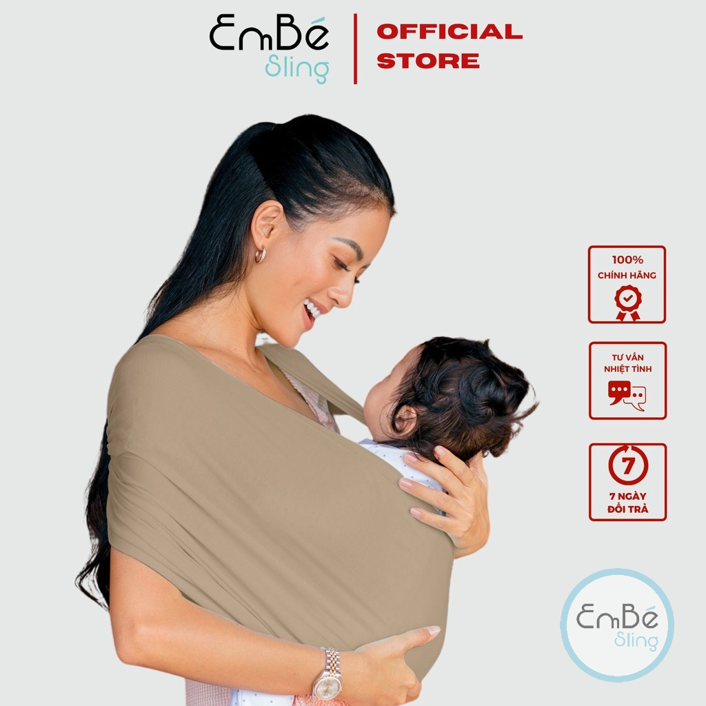 Màu Mocha - Địu Vải Cao Cấp EmBé Sling Dòng Flex Và Flex Plus Cho Bé Từ 0 Đến 24 Tháng Tuổi