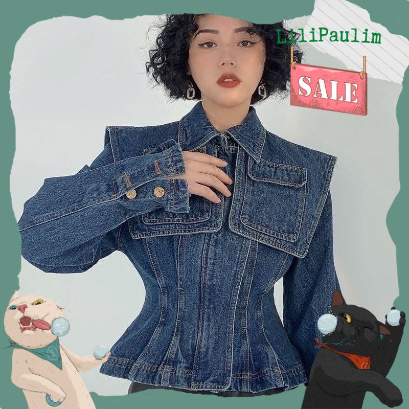 Áo sơ mi denim phong cách POLO bộ sư tập Thu Đông [Lili-85]