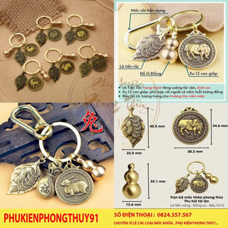 ☘☘☘ móc khóa 12 con giáp phong thủy bằng đồng thau ☘ xua đuổi tà khí ☘ thu hút tài lộc ☘☘ may mắn ☘☘☘