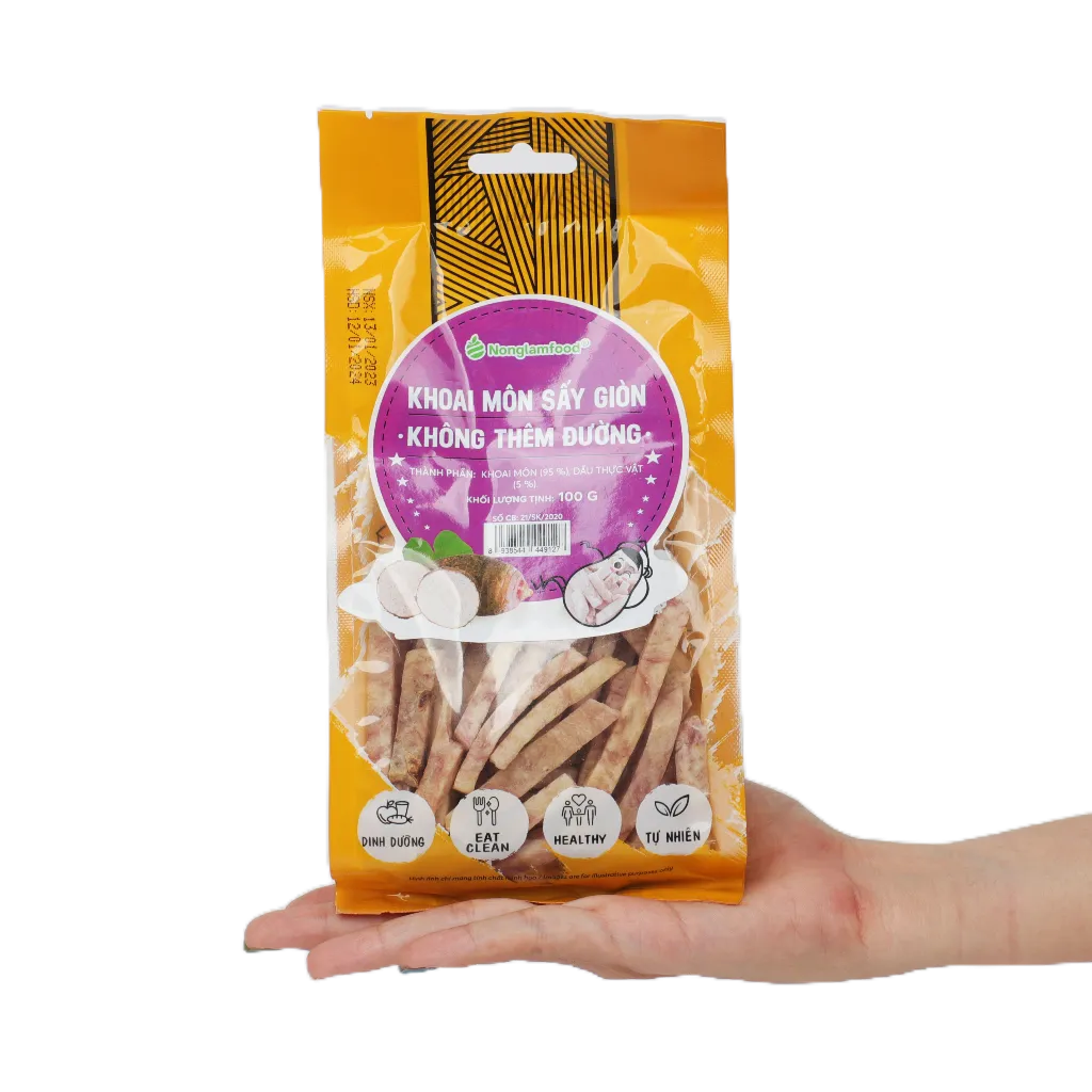 Khoai Môn Sấy Giòn KHÔNG ĐƯỜNG Nonglamfood 100g | Crispy Dried Taro | Healthy Snack