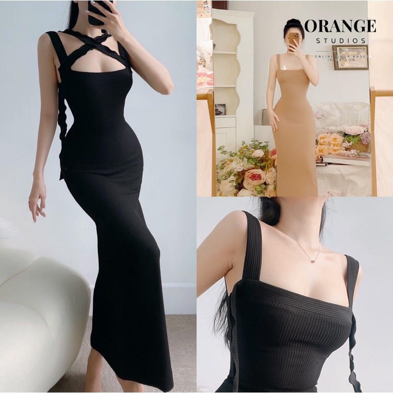 Sẵn Hỏa Tốc - Amie Dress - Đầm Ôm Form Dài Có Dây Orange Studios