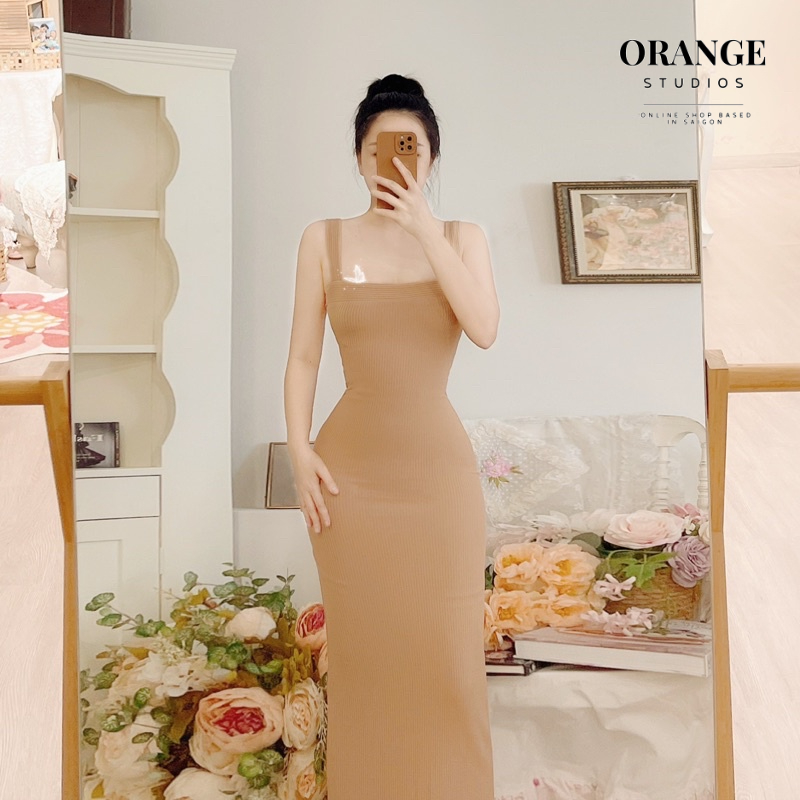 Sẵn Hỏa Tốc - Amie Dress - Đầm Ôm Form Dài Có Dây Orange Studios
