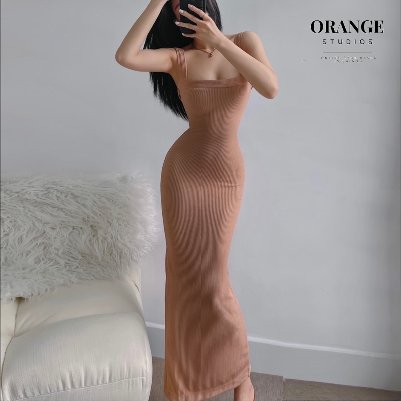 Sẵn Hỏa Tốc - Amie Dress - Đầm Ôm Form Dài Có Dây Orange Studios