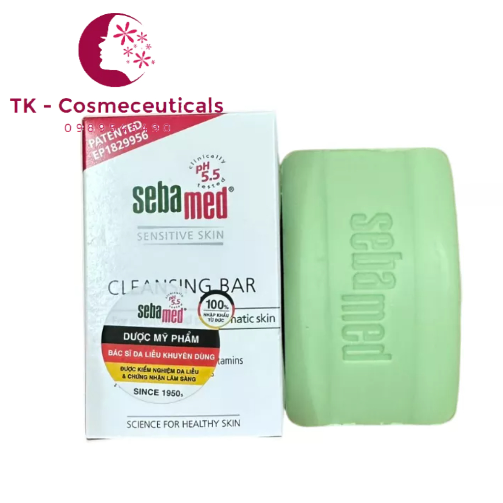 Xà phòng Thanh Sebamed Cleansing Bar pH5.5 Làm Sạch Khang Khuẩn Cho Da Khô, Da Chàm - 100gr