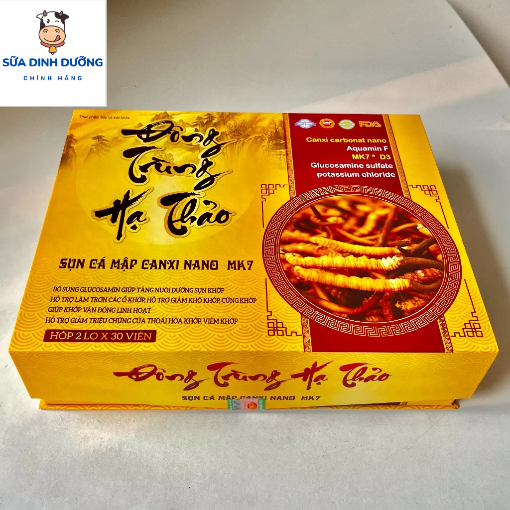 Viên uống xương khớp Đông Trùng Hạ Thảo Sụn Cá Mập Caxi Nano Mk7 làm trơn ổ khớp, Giảm khô khớp, Cứng khớp, Thoái hóa