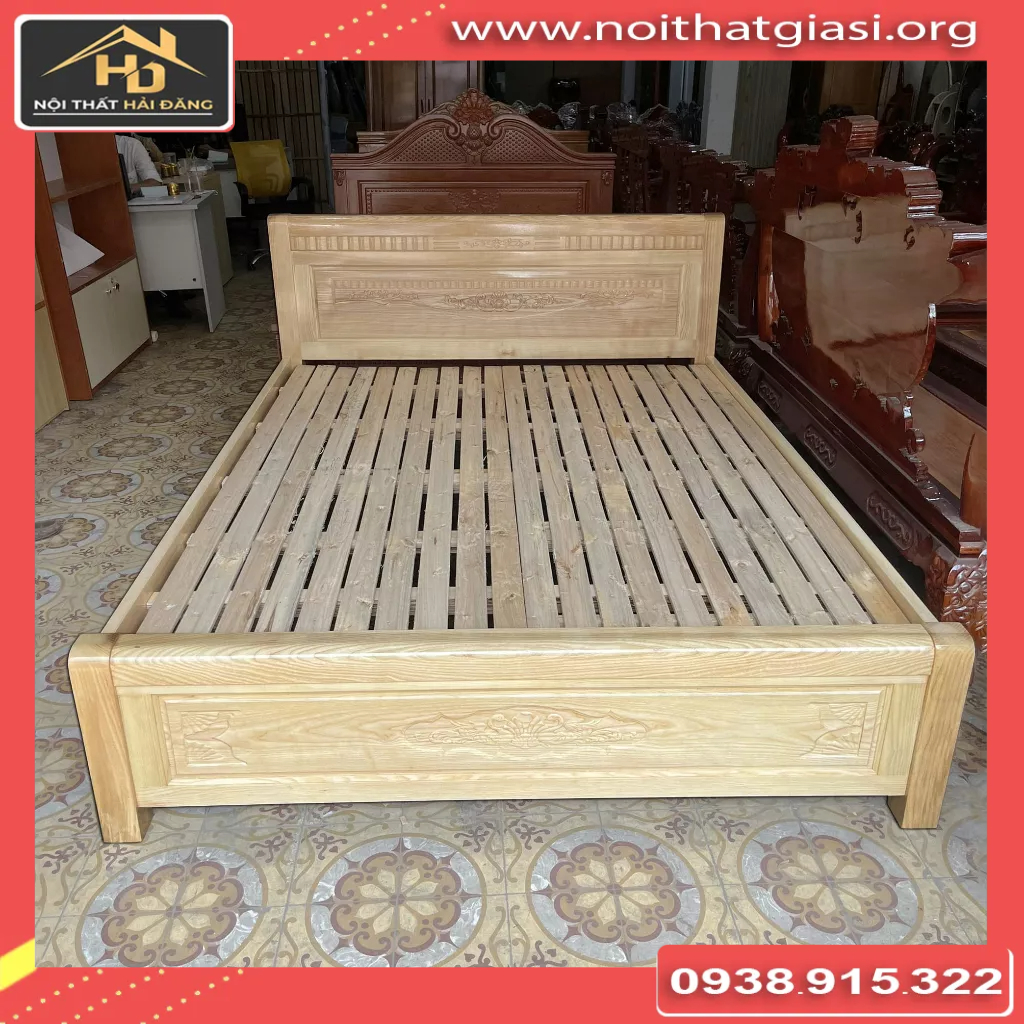 Giường Gỗ Sồi Nga 1.6m x 2m Lắp đặt tận nơi