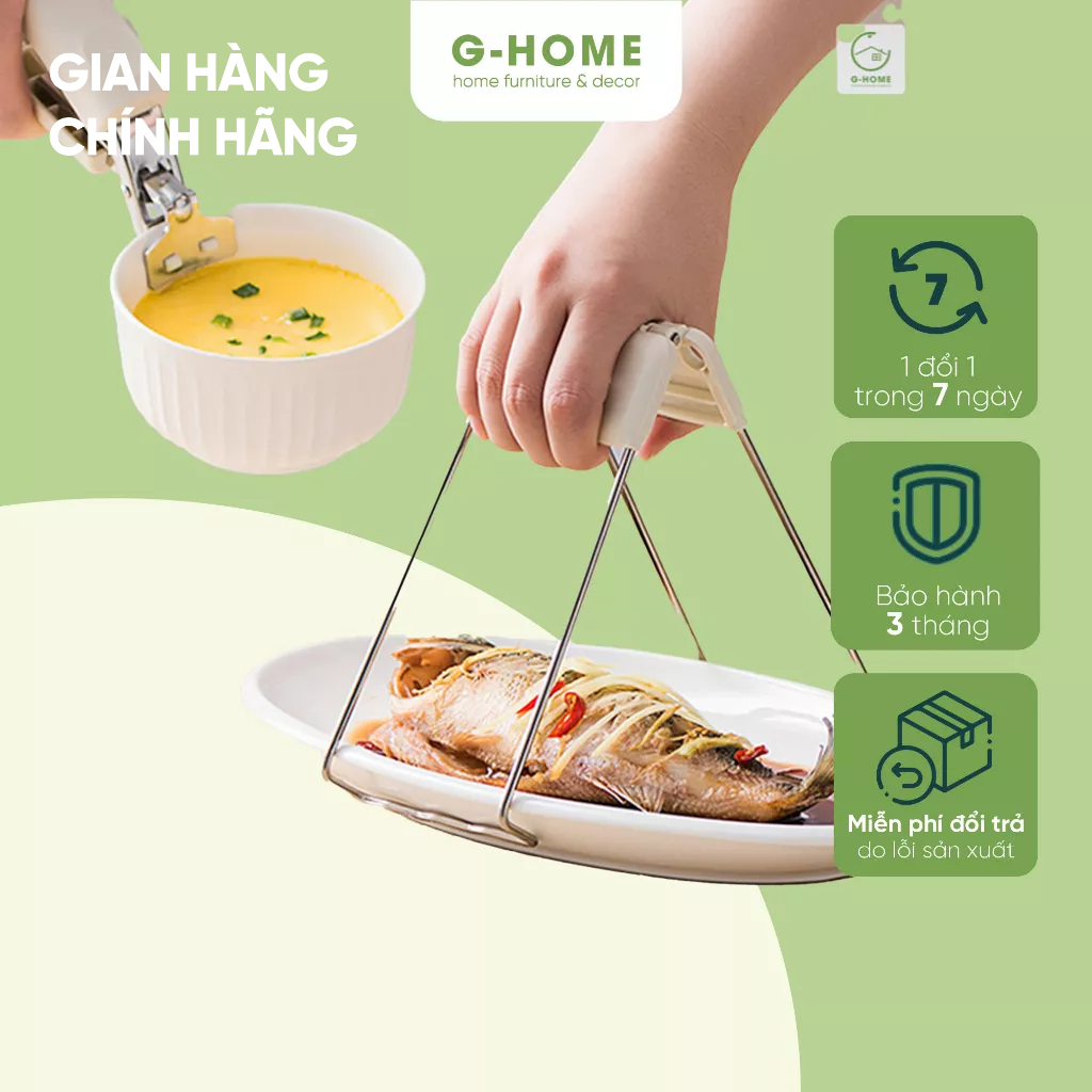 Kẹp gắp đồ nóng inox Ghome dụng cụ bếp nhấc nồi chống nóng thông minh NBM10