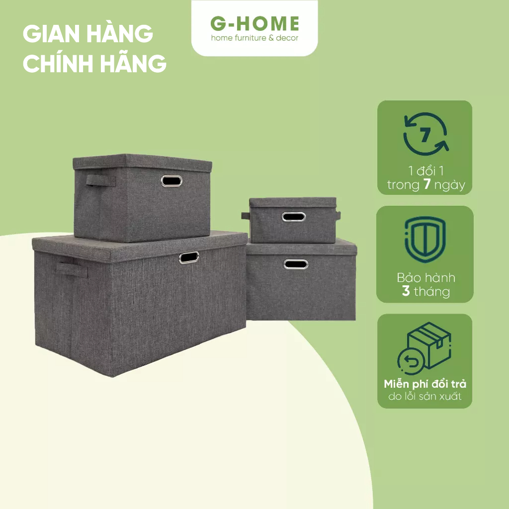 Hộp đựng quần áo đa năng Ghome, thùng đựng đồ chơi bằng vải có nắp đậy, đựng chăn màn cao cấp made in VN TV03