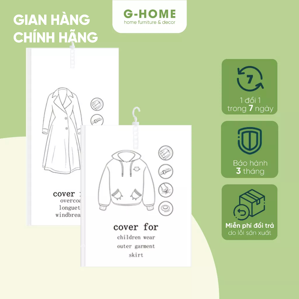 Bộ túi và máy hút chân không bảo quản quần áo thông minh Ghome bộ sản phẩm hút chân không nhỏ gọn tiết kiệm không gian