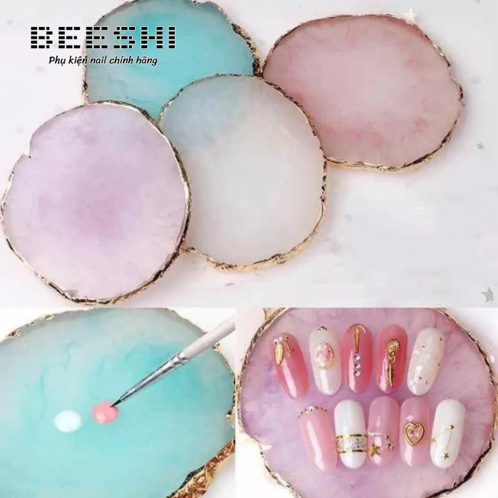 Miếng đá pha sơn gel - chụp ảnh móng nail - đá loang beeshishop nail