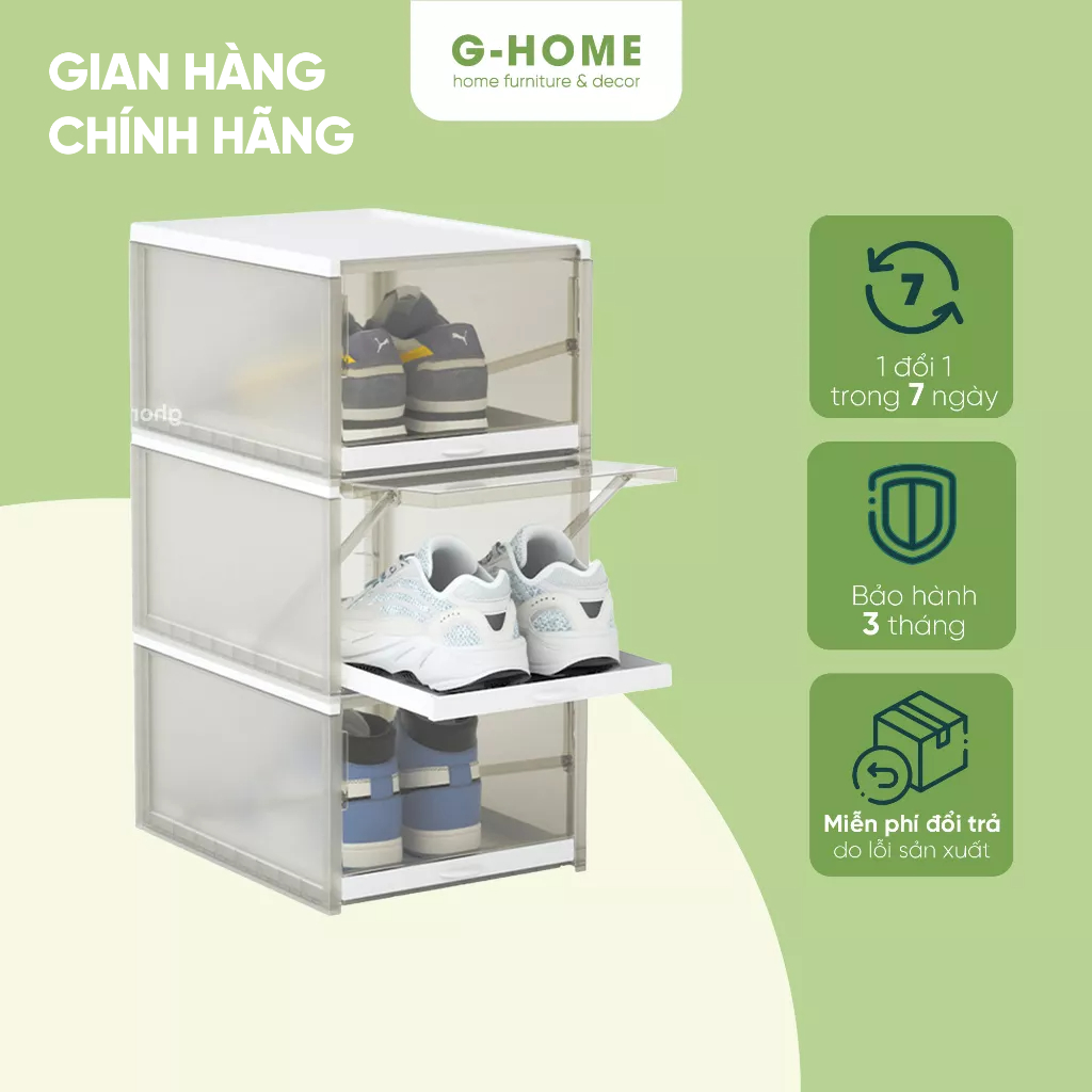 Hộp đựng giày dép cao cấp Ghome màu sắc thời thượng chống bụi, thoáng khí chống ẩm mốc bảo quản giày dép