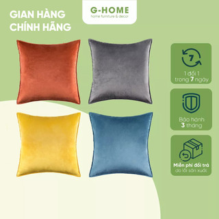 Vỏ gối tựa lưng sofa vải nhung trơn cao cấp Ghome, vỏ gối vuông, đệm sofa trơn mịn màng mềm mại sang trọng VG21M1