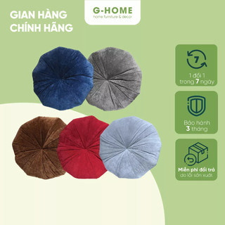 Gối tựa lưng sofa Ghome gối ôm trang trí vỏ nhung trơn mềm mịn dáng quả bí nhiều màu DT04