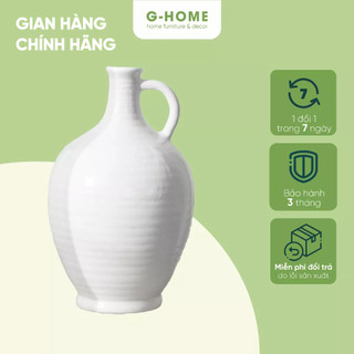 Bình gốm cắm hoa tráng men bóng dáng bình sữa Ghome, bình hoa trắng decor nhiều không gian BH22-SUA