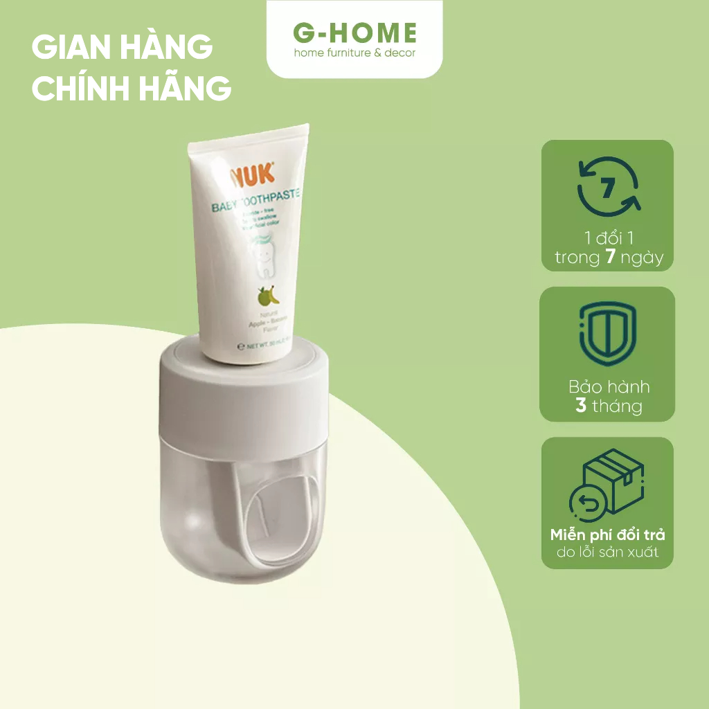 Cốc nhả kem đánh răng tự động Ghome, dụng cụ treo tường nặn kem đánh răng thông minh PTM9