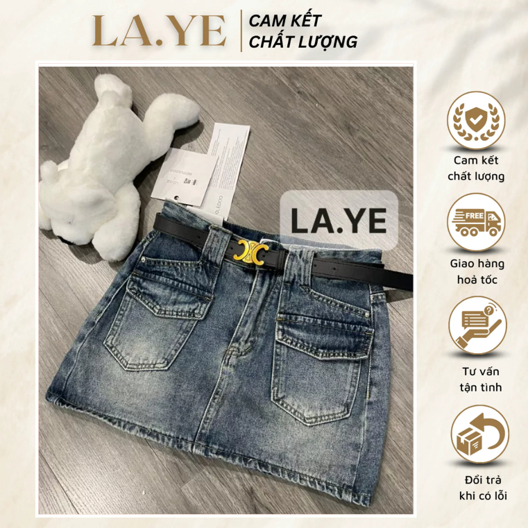 Chân Váy Jeans 2 Túi Hottrend - Váy Bò Thời Trang Hàng QCCC Loại 1 Chất Đẹp [ Kèm Belts ]