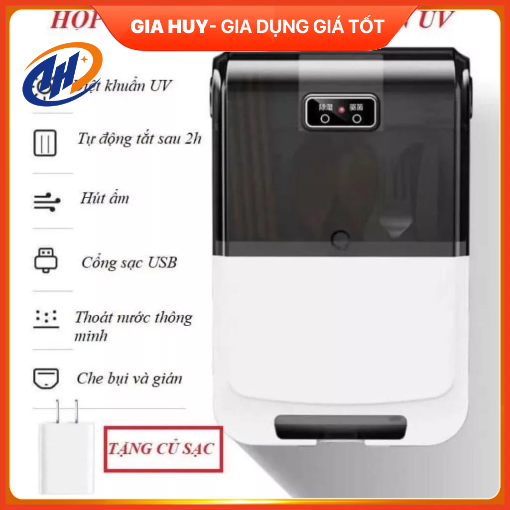 Máy tiệt trùng sấy khô đũa thìa treo tường hộp sấy đũa khử khuẩn bằng tia UV chống ẩm mốc cao cấp bảo vệ sức khỏe cho mn