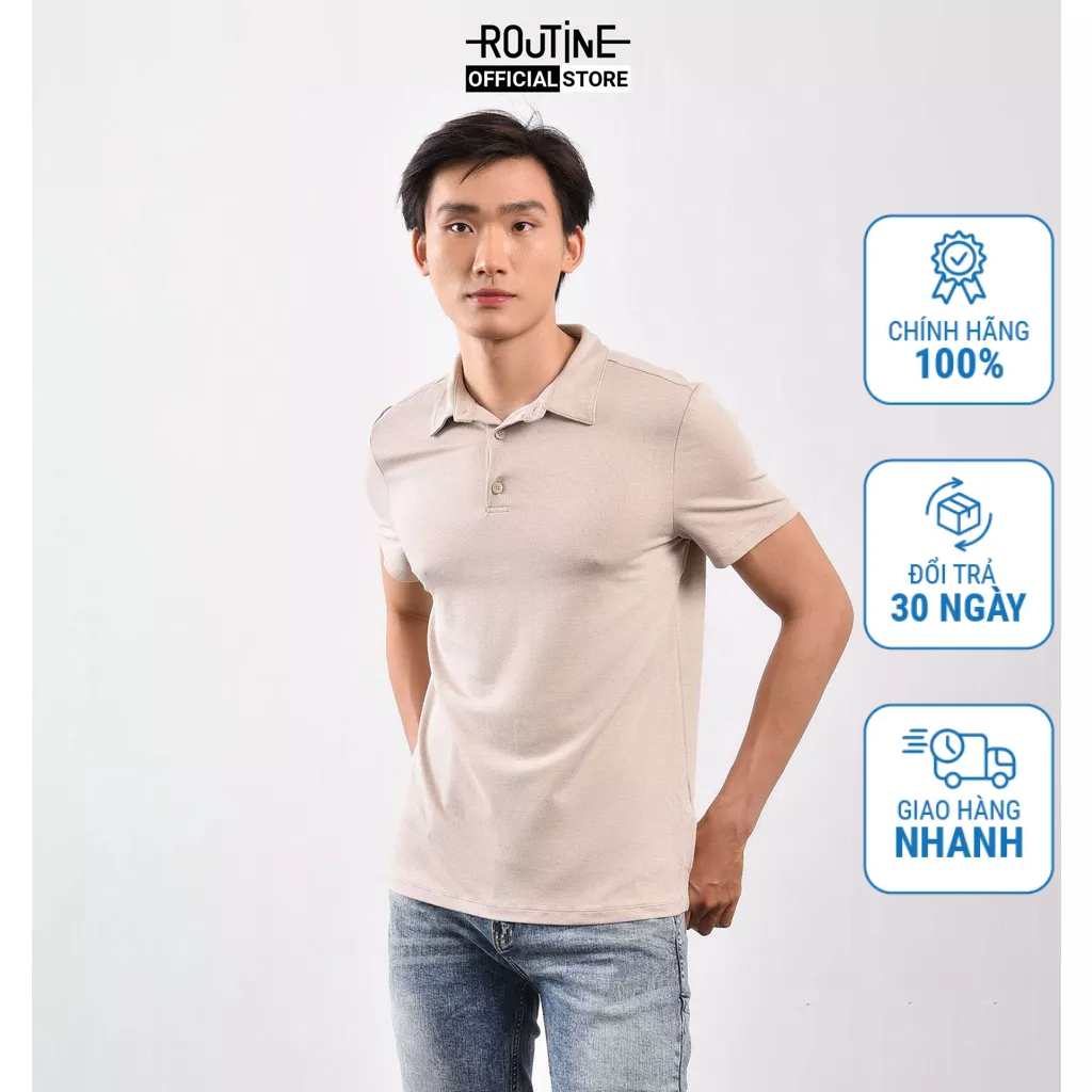 Áo Polo Nam Tay Ngắn Xẻ Tà Trơn Form Fitted - Routine 10S21POL006