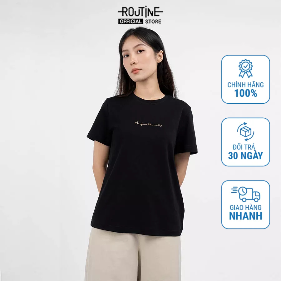 Áo Thun Nữ Tay Ngắn Thêu Form Regular - Routine 10F21TSSW008