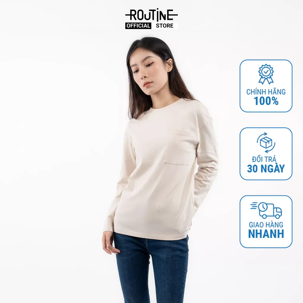 Áo Thun Nữ Tay Dài Có Túi Form Regular - Routine 10F21TSLW002