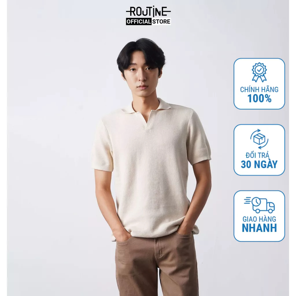 Áo Polo Nam Dệt Kim Tay Ngắn Trơn Form Slim - Routine 10F21POL013