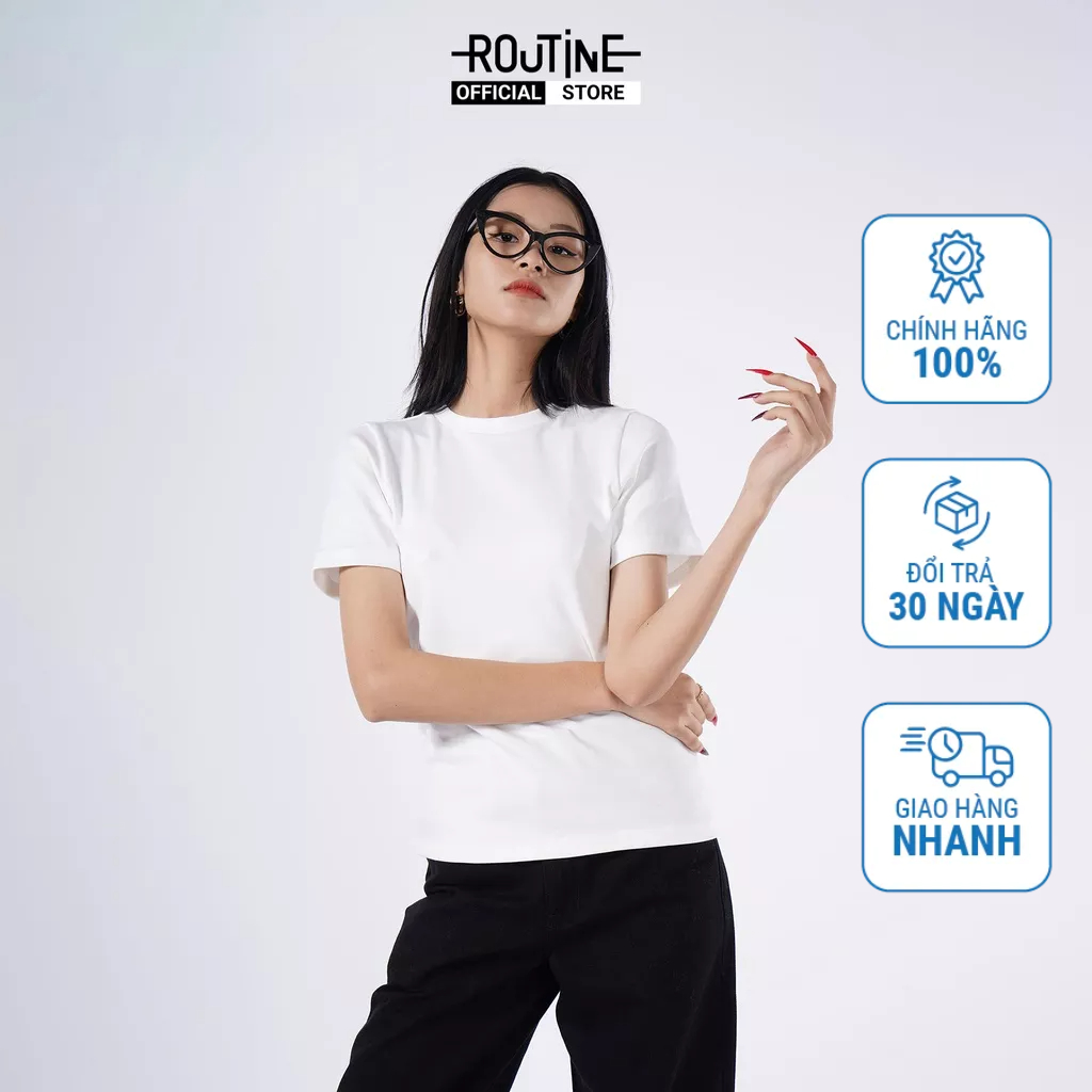 Áo Thun Nữ Tay Ngắn Trơn Form Slim - Routine 10F21TSSW019