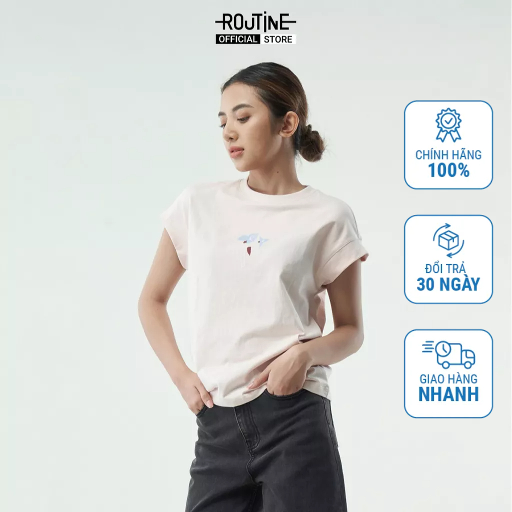 Áo Thun Nữ Tay Ngắn Thêu Form Regular - Routine 10S22TSSW001